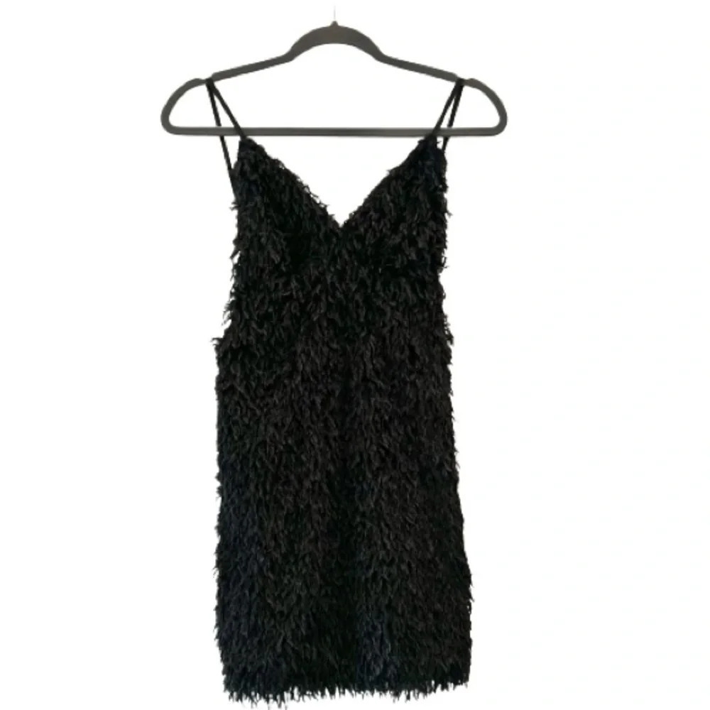 Mable Women’s Rendezvous Shag Dress Size Small Black Backless Spaghetti Straps